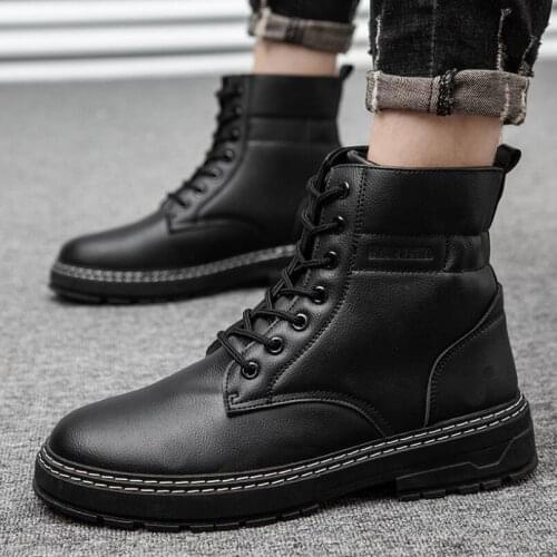 Fashion brand mens Martin boots handmade tooling boots black knight boots outdoor military tactical leather boots leather shoes