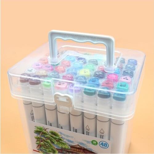MOKEELO Markers Double Heads Triangle Pen Set 12/18/24/36/48 Colors Painting Marker Student Anime Hand-painted Color Pens 895
