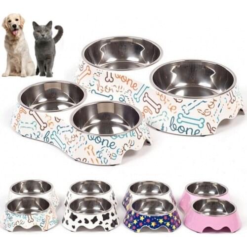 2021 New Double Dog Bowls Stainless Steel Travel Pet Feeding Feeder Water Bowl For Small Dogs Cats Puppy Home Outdoor Food Dish