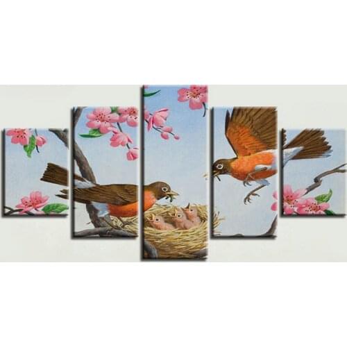 Bird Pattern Diamond Painting little birds Multi-picture Combination Wall Art Cross Stitch Mosaic Decor Gift 5 pcs/set
