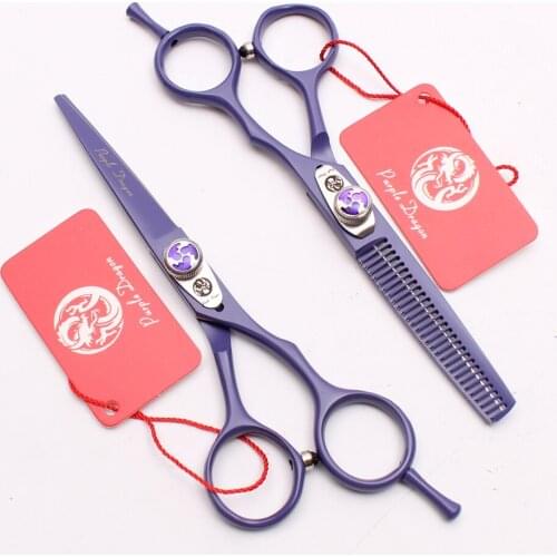 Z1018 5.5" 16cm Violet JP 440C Purple Dragon Hairdressers Scissors Cutting Scissors Thinning Shears Professional Hair Scissors