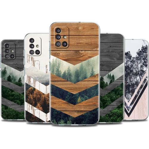 Forest Geometry Wood Nature Transparent Case For Samsung Galaxy A51 A71 A21s A31 A12 A32 5G A21 EU A52 4G A41 A22 Phone Cover