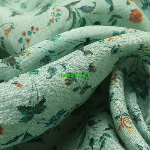 Retro pastoral fresh printed ramie fabric, robe dress clothing fabric