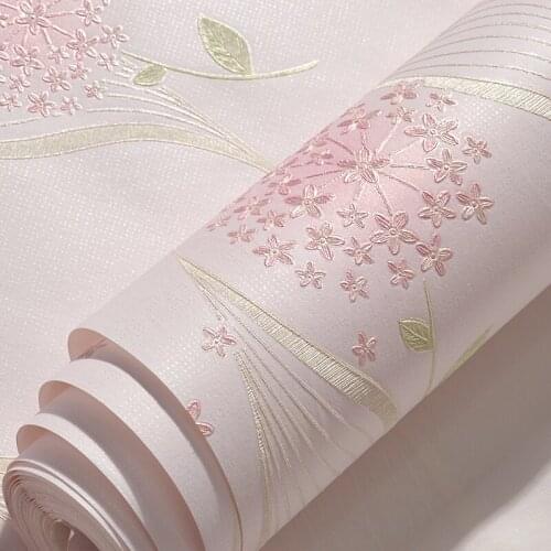 PinkDecoration Bedroom Wallpaper Self-adhesive Three-dimensional Rural Warm Childrens Room Girl Background Wallpaper