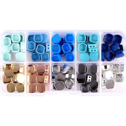 100pc/Box Blue Honeycomb Tile Bead Round Metal Enamel Seed Beads Jewelry Bracelet Making Myuki Golden Charm Beads Accessroies