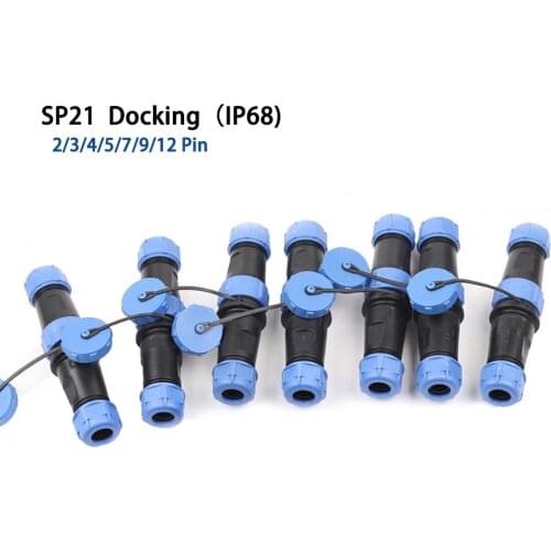 SP21 IP68 Electric Waterproof connector Docking without welding plug socket 2 3 4 5 7 9 12 Pin panel power cable Aviation conn