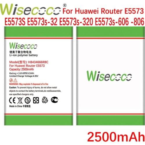 Wisecoco 2500mAh HB434666RBC Battery For Huawei Router E5573 E5573S E5573s-32 E5573s-320 E5573s-606 -806 Phone+Tracking Number
