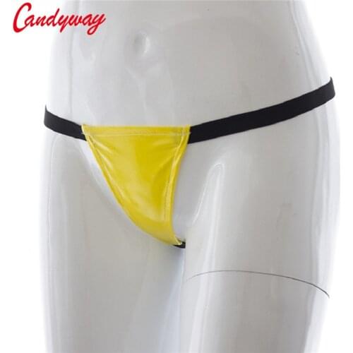 Mini Patent leather Thongs Briefs G-Strings Sexy Womens panties Blue Yellow Female Panty Underwear Bikini thong