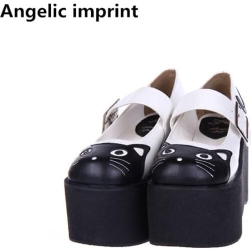 Angelic imprint handmade woman mori girl lolita cosplay shoes lady high wedges heels pumps women princess dress party shoes 9621