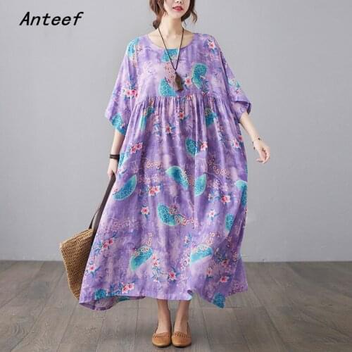 Short sleeve plus size cotton satin vintage floral dresses for women casual loose long woman summer dress elegant clothes 2021