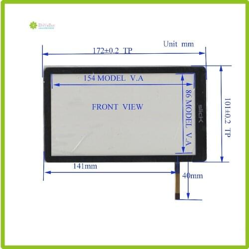 ZhiYuSun for SLICK 172mm*101mm NEW 7 inch 4 line For GPS Car DVD touch screen panel 172*101 Sensor glass