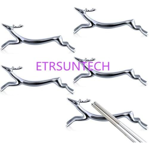 100pcs/lot Hot Sale Chopstick Holder Zinc Alloy Running Deer Chopsticks Rest Spoon Stand Fork Knife Holder Decoration