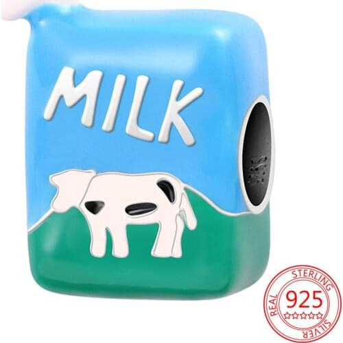 100% 925 Sterling Silver Blue Cartoons Cows Beads Charms Fit Original Pandora 3mm Bracelet&Bangle for Women Jewelry Gift Pendant