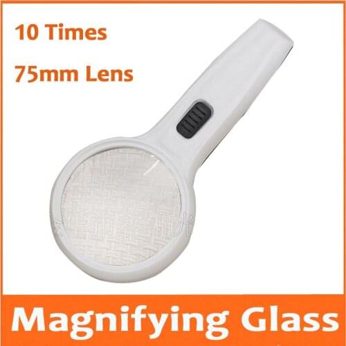 10X Power 75mm Double Lens LED Illuminated Gift Magnifier Handheld Educational Children Reading magnifying glass with Lamps