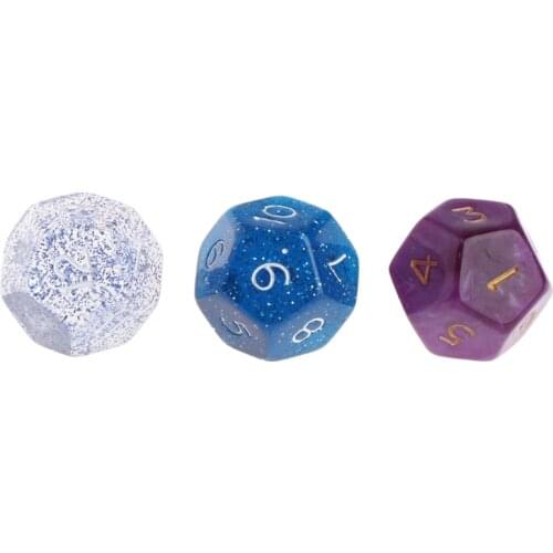 3pcs Multicolor 12 Sided Resin Dice Astrology Tarots Constellation Divination