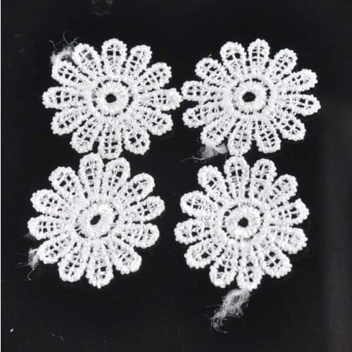 Wholesale100pcs/lot Flower Shape DIY white Lace Decorative Flower Piece Broderie Suisse Wedding Decoration 26mm cp1141