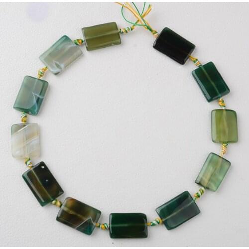 2 strands/lot Natural emerald green rectangle Agates smooth stone beads For DIY Necklace Jewelry Making Loose 15" Free Shipping