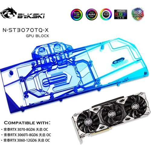 Bykski GPU Block For Zotac RTX3070-8GD6 Detection OC, Video Card VGA Cooler, RGB 5V / 12V Sync, N-ST3070TQ-X gpu water block