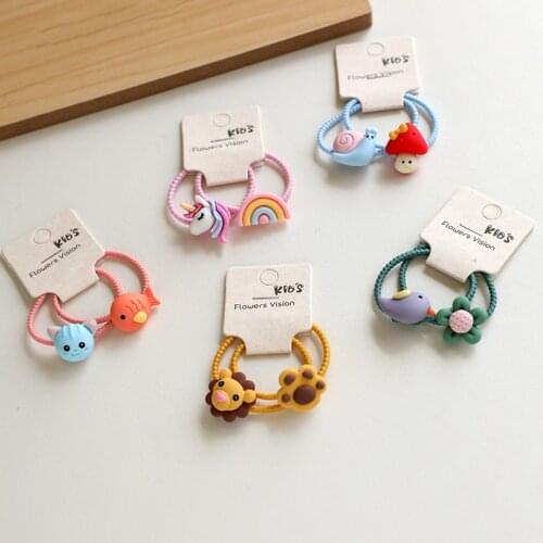 2PCS New Cute Flower Mushroom Princess Headwear Cartoon Kids Elastic Hair Bands Children Ropes Girls Accessories Baby Headdress