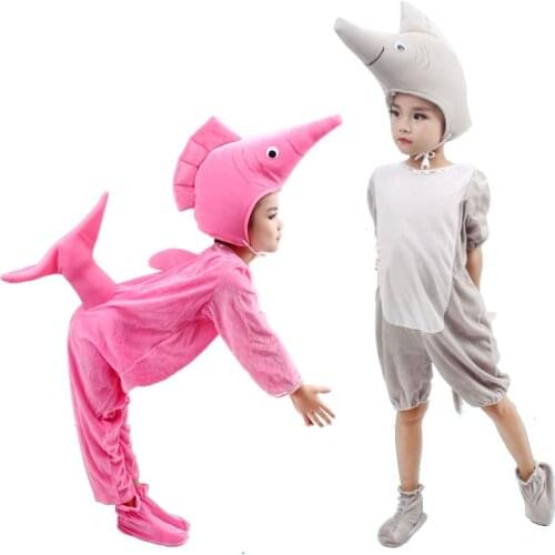 Kid pink grey Sea animal tunas costume fish tynny tuna clothes children halloween party cosplay clothing for boy and girl