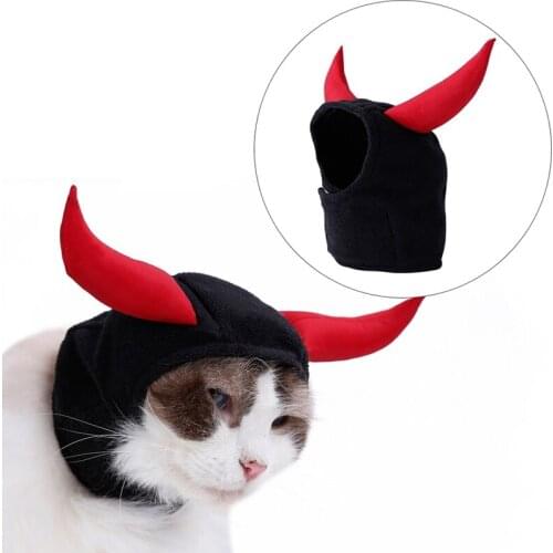 Pet Cat Bull Devil Cosplay Headwear Puppy Dog Cat Cattle Horn Cap For Halloween Christmas Party Headband Dress Up Hat