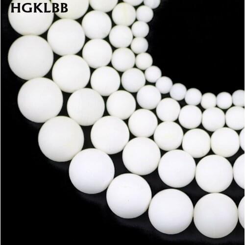 HGKLBB Natural Stone white matte Tridacna Beads For Jewelry Making 4 6 8 10 12 mm DIY Necklace Bracelet Material Accessories
