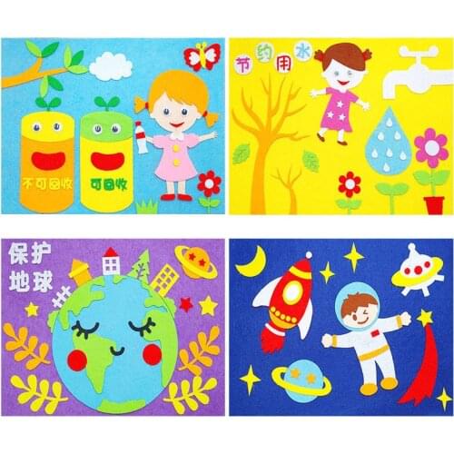 Childrens manual DIY non-woven 3D picture stickers production paste material package kindergarten creative educational toys