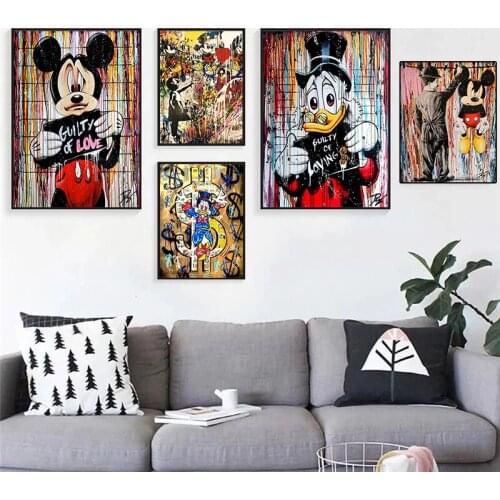 Cartoon Disney Diamond Painting Mickey Mouse Donald Duck Street Graffiti 5D DIY Embroidery Mosaic Cross Stitch Kits Home Decor