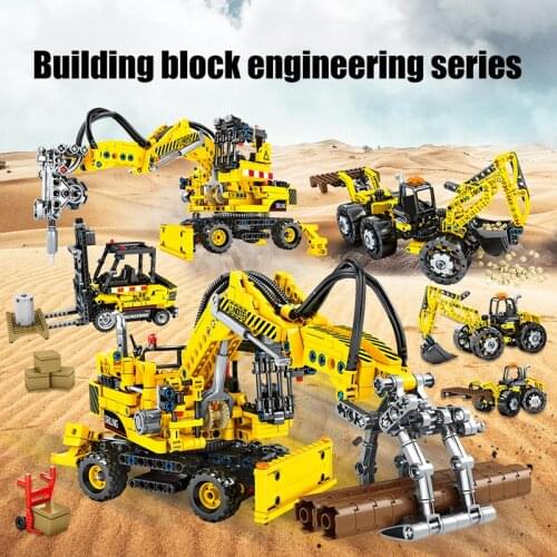 DIY Technic Car Building Blocks City Engineering Truck Modle Construction Forklift Vehicle Bricks Education Toys For Children