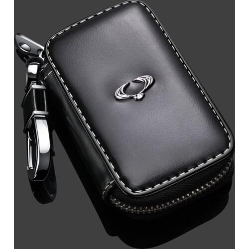 Leather Car Key Case With Car Logo Cover For Ssangyong Tivoli Tivolan Actyon Kyron Rexton Korando Smart Key Remote Key Cover