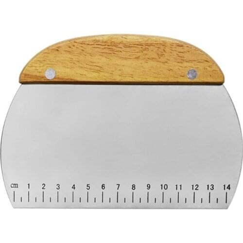 Stainless Steel Pastry Spatulas Cutter Wooden Handle Pizza Dough Scraper Cake