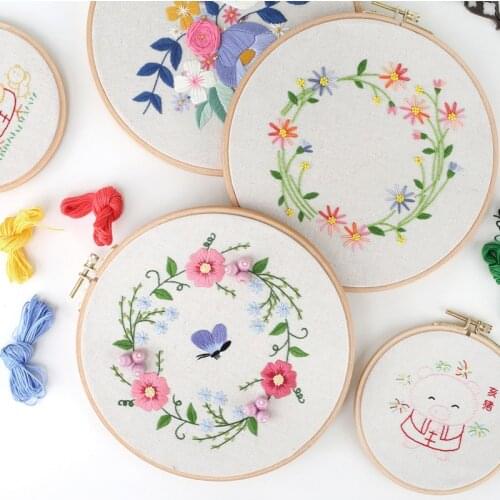 Flower Pattern Easy DIY Embroidery Kit for Beginner Handmade Needlework Cross stitch Sewing Wall Art Painting Home Decor