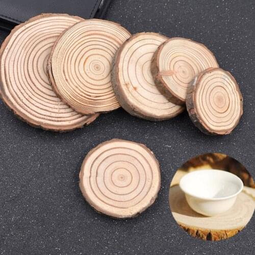 Natural Round Wooden Slice Cup Mat For DIY Tableware Decoration Durable Coaster Japan Style Eco-Friendly Wooden Slice Cup Mat