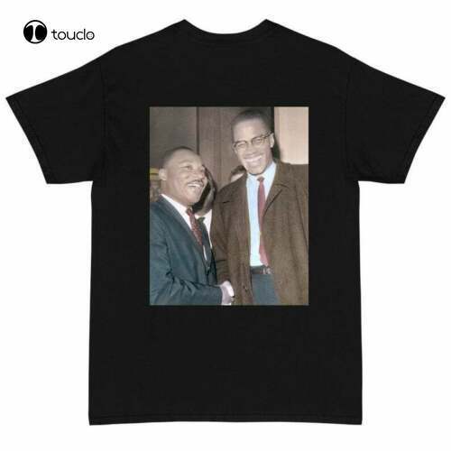 Martin Luther King Jr. And Malcolm X New Condition Black T-Shirt Tees Unisex Size