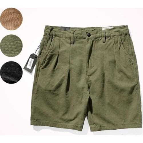 2021 Summer New Woven Tooling Shorts Mens Fashion Loose Japanese Retro Military Style Washed Old Casual Knee Length Pants