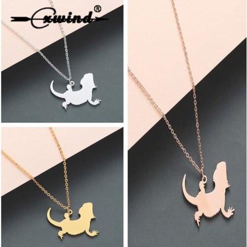 Cxwind New Cute Gecko Necklace Pendant Charm Animal Lizard Necklaces & Pendants for Men Women Gift Choker Jewelry collares
