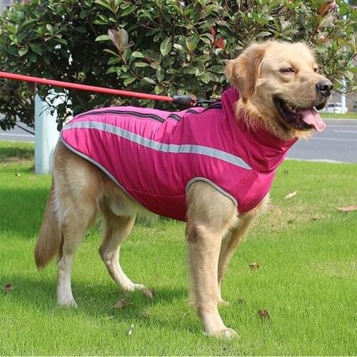New Autumn And Winter Pet Supplies Shrinkable High Collar Dog Clothes Thick Windproof Warm Zipper Reflective Strip