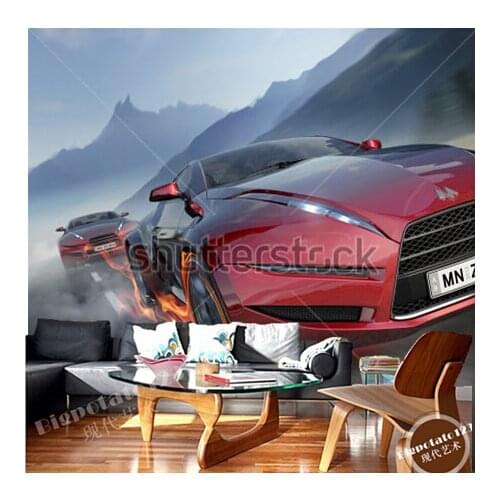 Custom papel DE parede para quarto large murals car Race for the sitting room TV wall papel DE parede vinyl which wallpaper