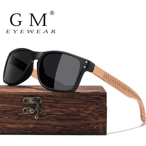 GM Wooden Sunglasses Polarized Men Sports Sun Glasses Outdoors Reflective Eyewear Colorful Mirror Coatin