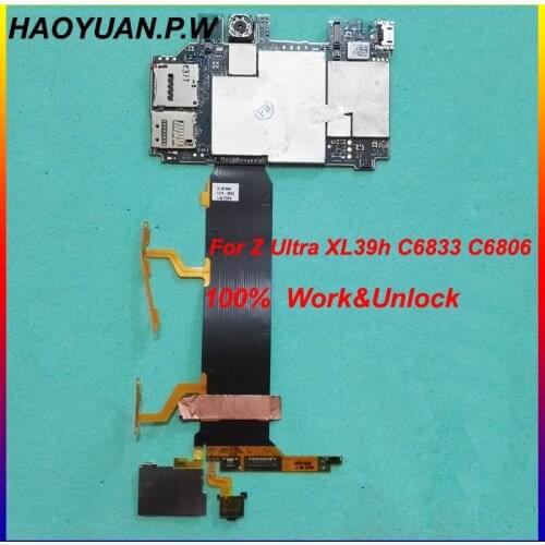 HAOYUAN.P.W Original Working Unlocked Mainboard Motherboard flex Cable For Sony Xperia Z Ultra XL39h LTE C6833 C6806