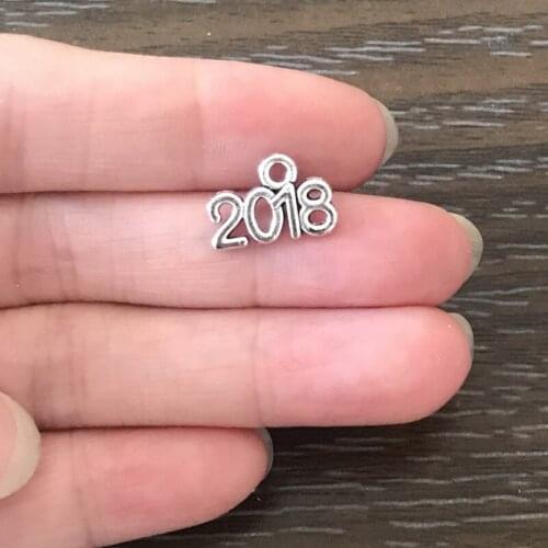 20PCS DIY Jewelry Making Year 2018 Charms Zinc Alloy Pendant Charm for Bracelets Pendant Necklaces Earrings Zipper Pulls