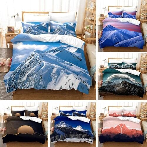 Natural Scenery Pattern 3D Print Landscape Snow Mountain Queen King Size Bedding Set Duvet Cover Sets Bedspreads With Pillowcase