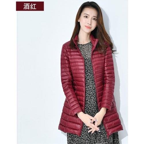 Sanishroly New Autumn Winter Women Ultra Light White Duck Down Coat Parka Female Midi Long Jacket Outerwear Plus Size 4XL SE860