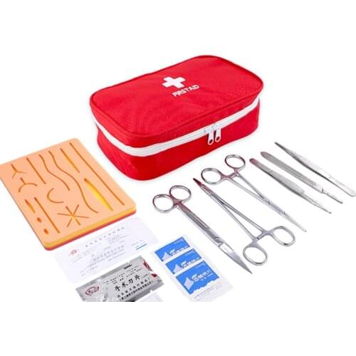 Silicone wound skin model block surgical suture practice equipment student debridement needle holder thread