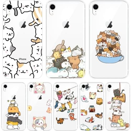 TPU For Apple iPhone 6 S 6S 7 8 X XR XS Max Phone Case Silicone Kawaii Cat Japan Cute Soft Back Cover For iPhone 8 7 6S 6 S Plus