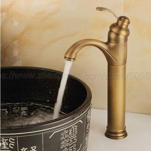 Bathroom Faucet Antique Brass Single Handle Hot & Cold Water Mixer Taps Wash Basin Bathroom Deck Mounted znf020