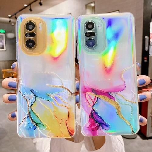 Vintage Painting Marble Laser Phone Case For Xiaomi Redmi Note 10 Pro 9S K40 Mi 11 Ultra Lite POCO X3 NFC Clear Soft Back Cover