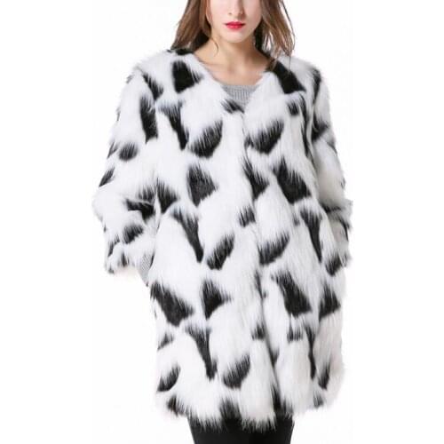 Autumn Color mixing black white faux mink leather jacket womens fur leather coat women slim jackets jaqueta de couro fashion