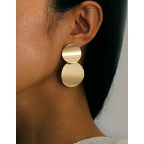 New Fashion Jewelry Smooth Round Black Earrings Charm Bohemian Earrings Unique Metal Pendant Statement Female Earrings