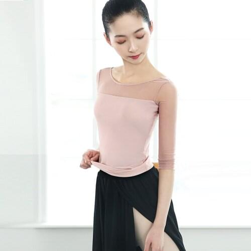 Adult Womens DancingTops Ballet Exercise Clothing Gym Outfit Body Classical Dance Modern Dance Mesh Gauze Fall Clothing